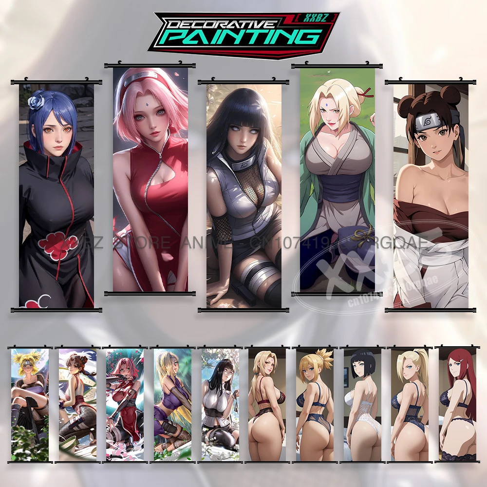 

Naruto Canvas Home Decoration Poster Print Scrolls Pictures Anime Sexy Figures Hyuga Hinata Wall Art Bedside Hanging Painting