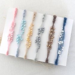 Baby Colored Pearl Headband Tieback Newborn Photography Props Baby Girl Floral Headband Tieback For Baby Photo Props