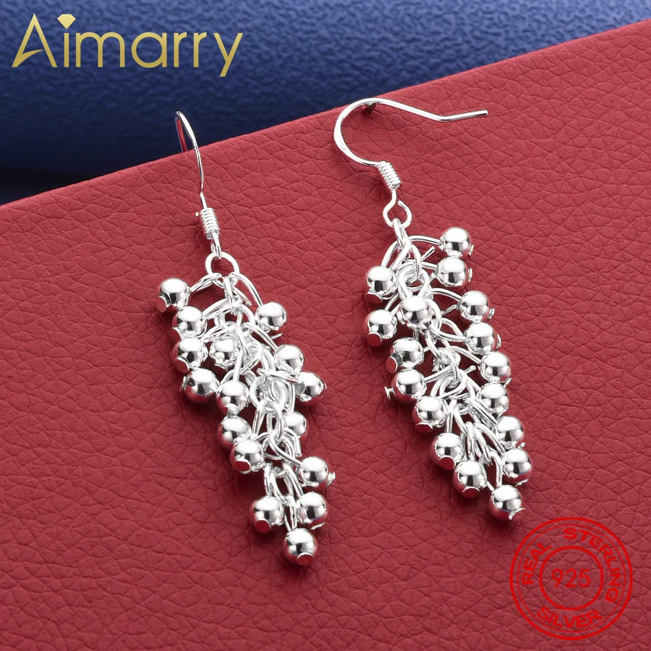 

925 Sterling Silver Grape Beads Earrings Drop Earrings For Women Charm Trend Birthday Gifts Fashion Party Fine Jewelry