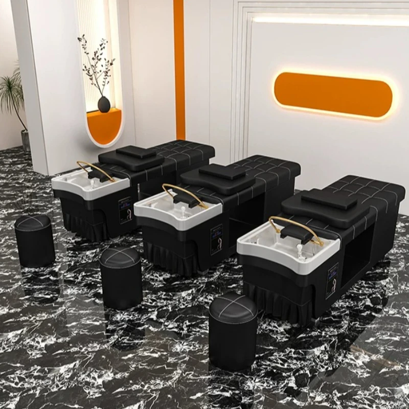 Ceramic Basin Luxury Shampoo Bed European Style Ergonomic Shampoo Bed Supplies Equipment Massager Lavacabezas Barber Furniture