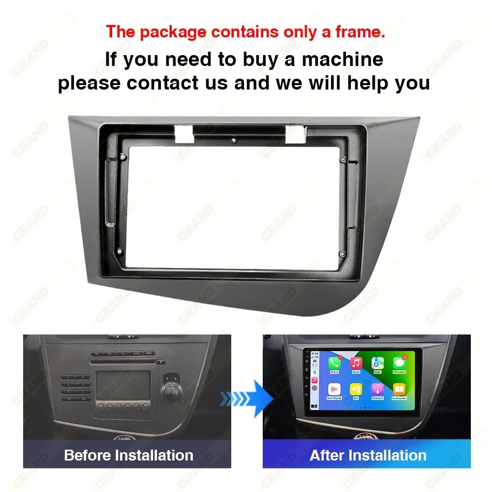 9Inch Car Radio Frame For Seat Leon 2 2005-2012 LHD Stereo Panel Dash Mounting Frame Bezel For 9 Inch Android Radio