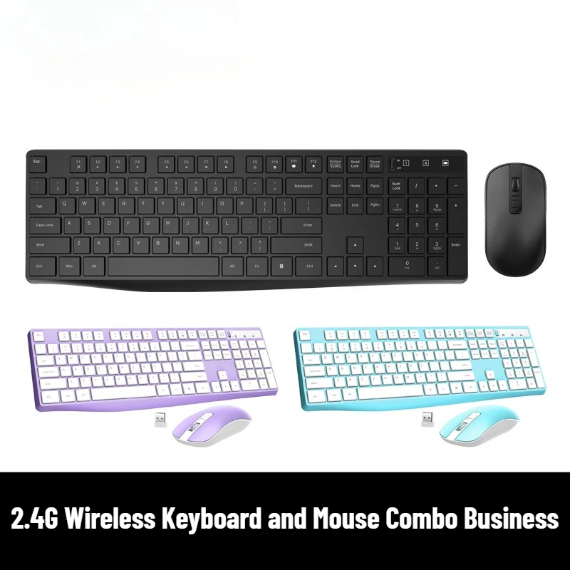 2.4G Wireless Keyboard and Mouse Combo Business & Office Use, Energy-Saving Silent Keyboard with Excellent Typing Feel