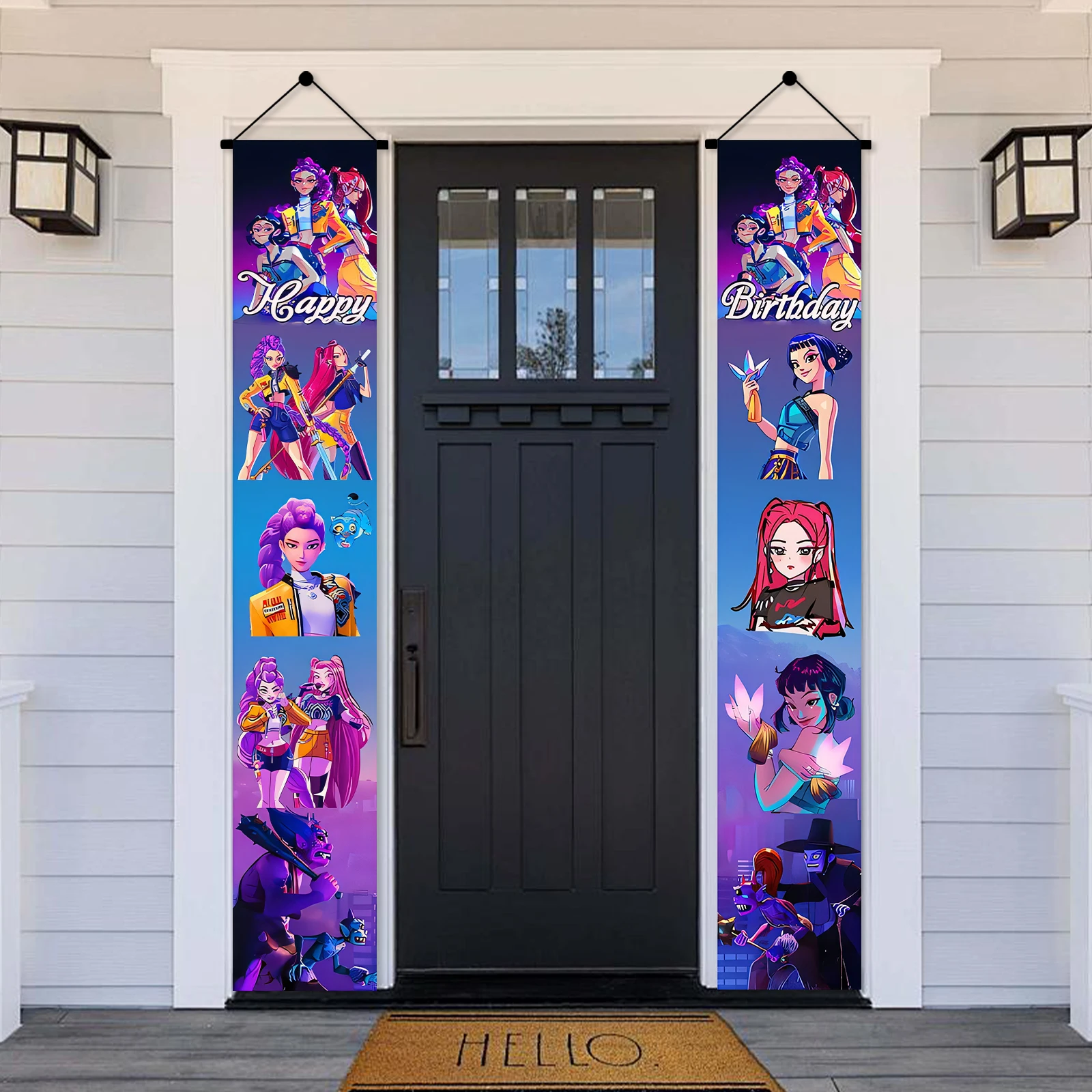 2 قطعة/المجموعة Kpop شيطان الصيادين عيد ميلاد سعيد زوجين حفلة عيد ميلاد الكورية Kpop أنيمي حفلة ساجا بنين فتاة الطرف الديكور صالح #5