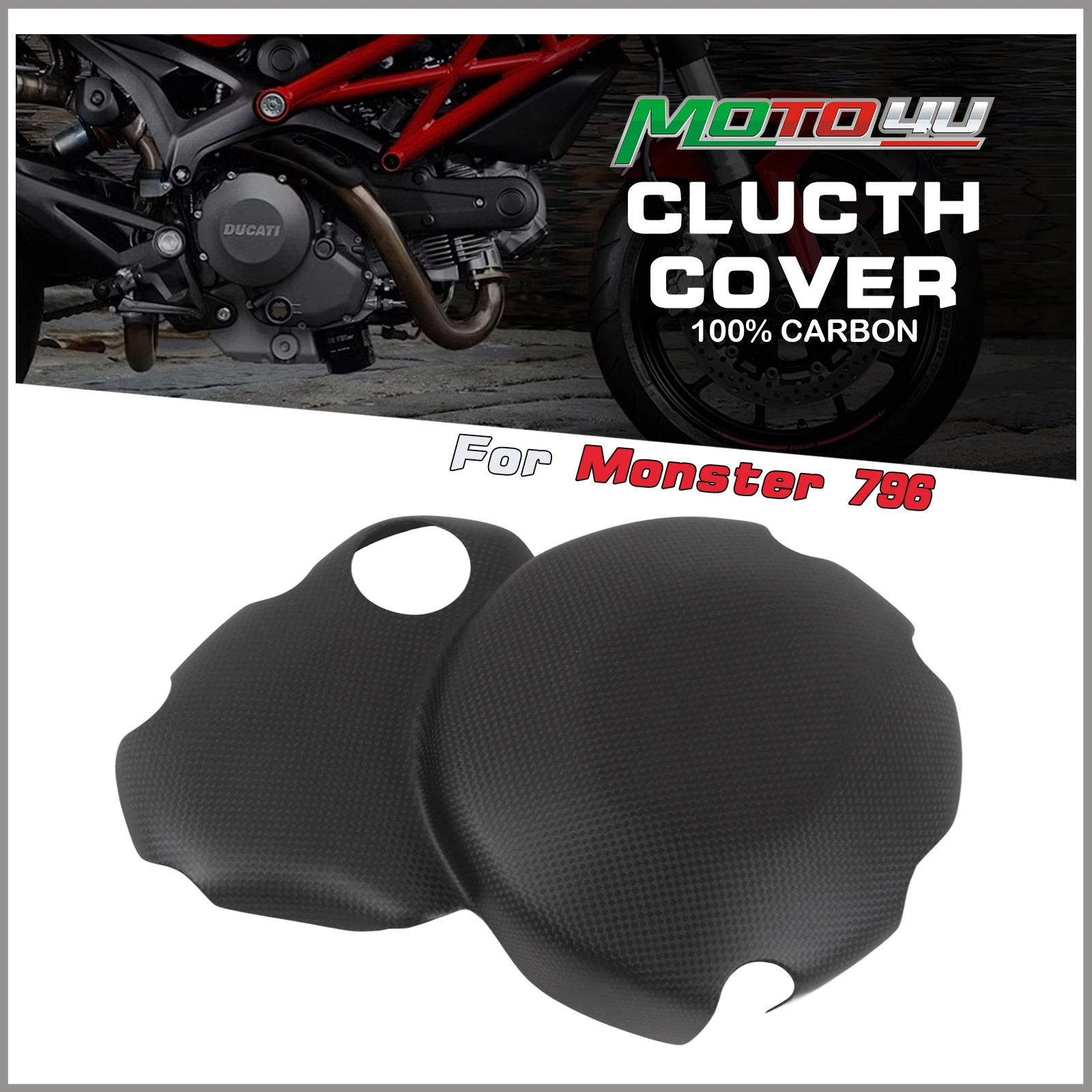 Matte Carbon Fiber Wet Clutch Cover Engine Guard Motorcycle Accessories For Ducati Monster 696 796 1200R 1100 Multistrada 1200