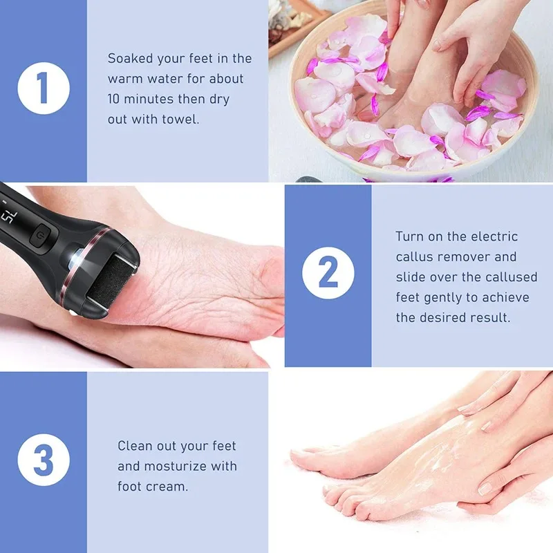 Electric Sandpaper Foot Grinder Pedicure Tool, Portable Dead Skin Hard Callus Remover for Heels Professional Foot Care Supplies - view 7