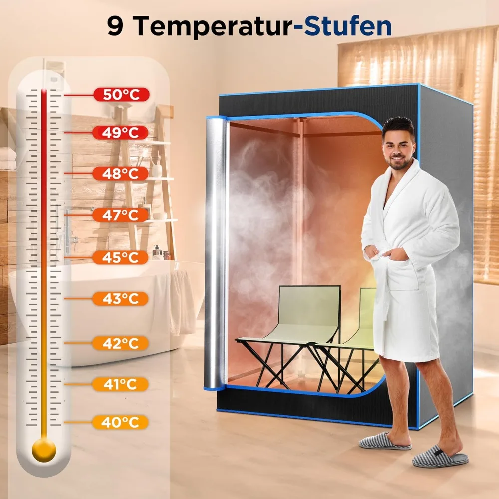 

Portable Sauna for Home, 2 Person Steam Sauna Tent with 4L Steamer, 2 Folding Sauna Chairs, Remote Control In-Home Spa(Black)