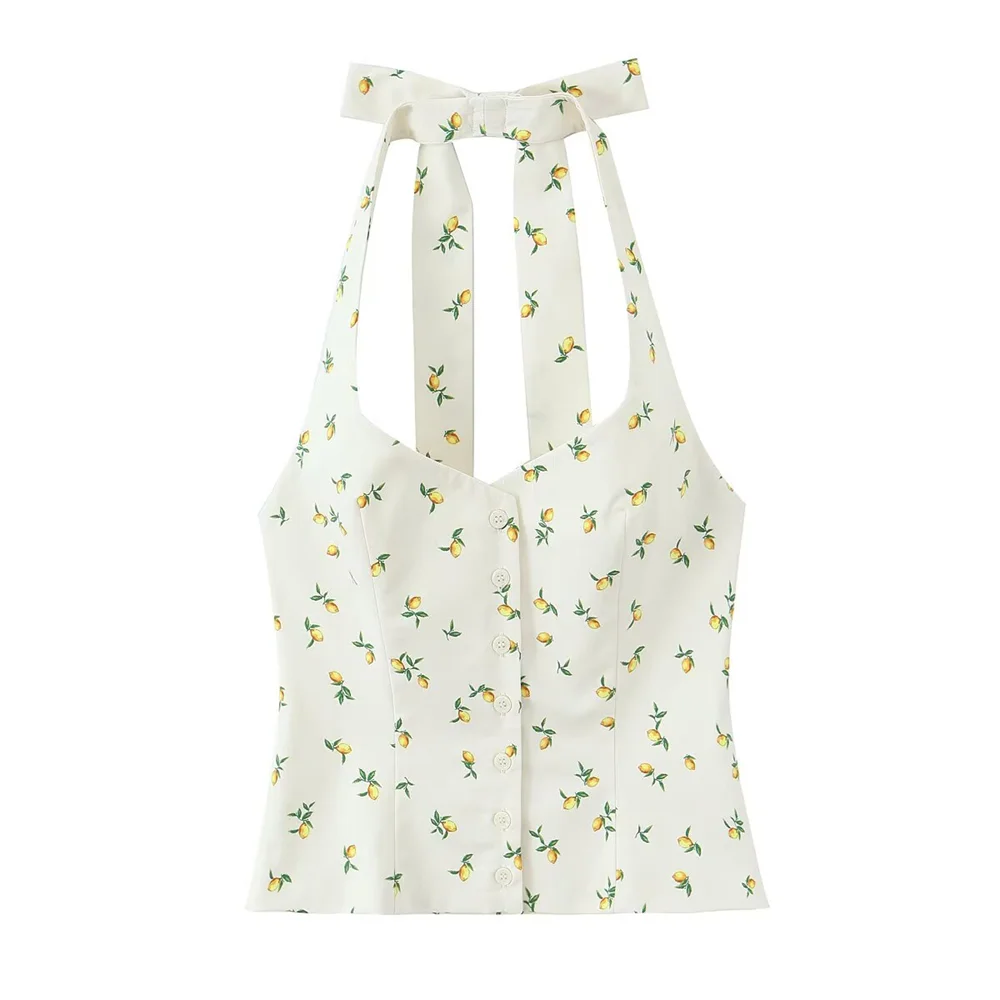 Taop&Za nuevo traje de mujer, top sin espalda con detalles de lazo y falda a juego con estampado floral, moderno y versátil.