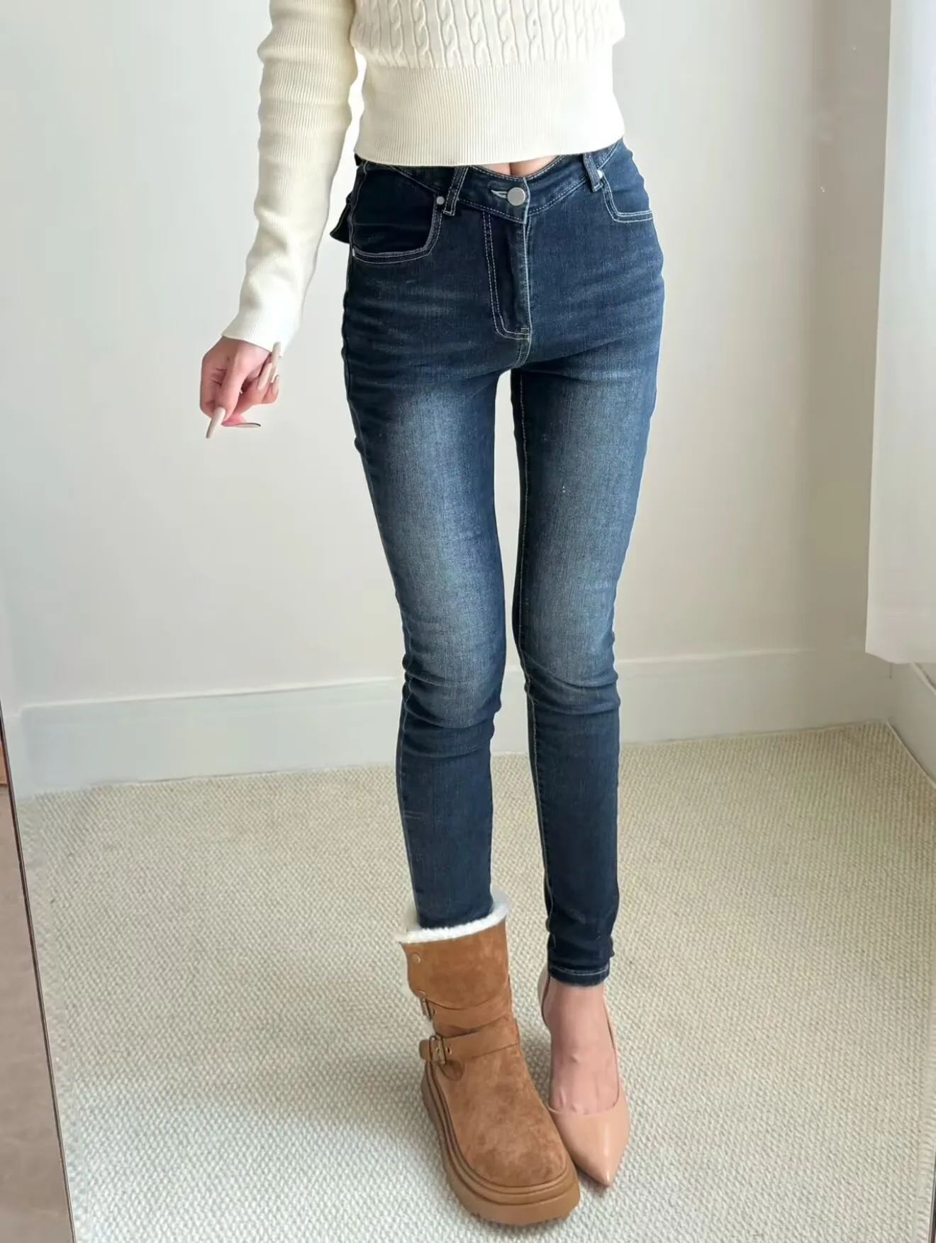 

High Waist Fce Small Waist Sexy Butt Lifting Slimming Jeans Women's Autumn Winter Tight Fit Versatile Cotton Stretch Denim