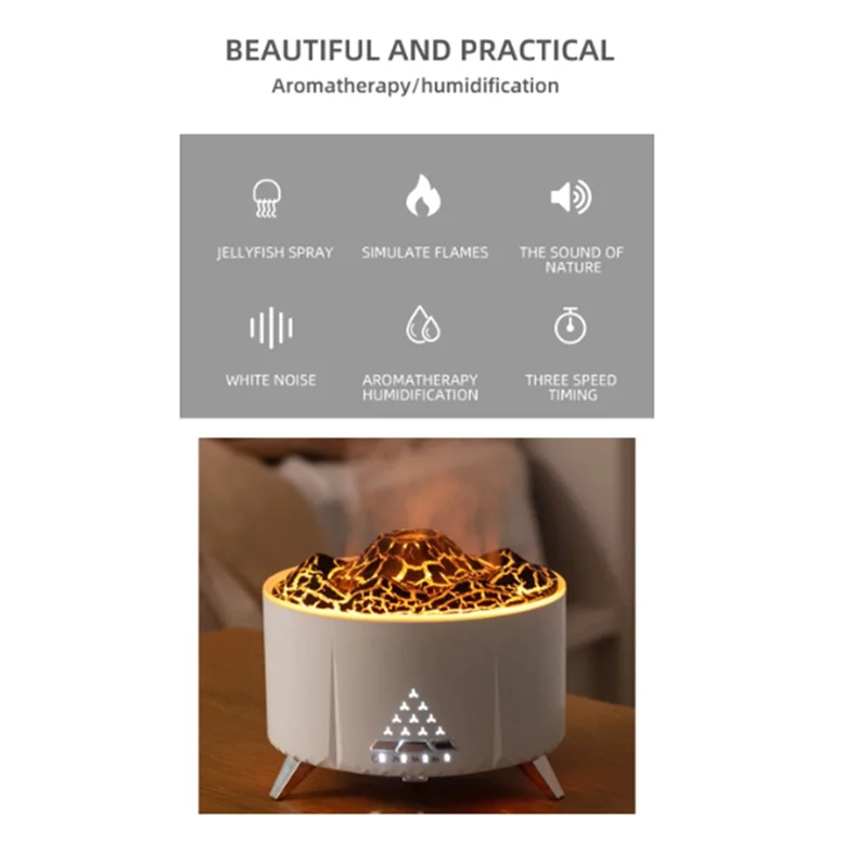 BAAD para humidificador de volcán, difusor de llama, aceites aromáticos de fuego para el hogar, Mini anillo de niebla de medusas para fumar aire (C), enchufe europeo Dura