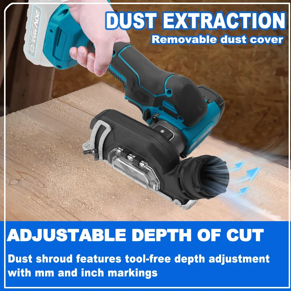 ONEKFYFD Angle Grinder 3inch Speed Variable Cordless Electric Grinding Cutting Woodworking Tool for Makita 18V Battery