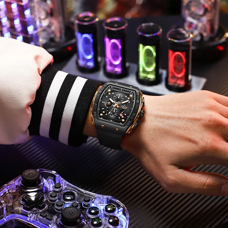 LIGE الأصلي 2025 ساعة رجالي كلاسيكية فاخرة كوارتز سيليكون حزام تاريخ مضيئة الأعمال ساعات عادية للرجال reloj hombre