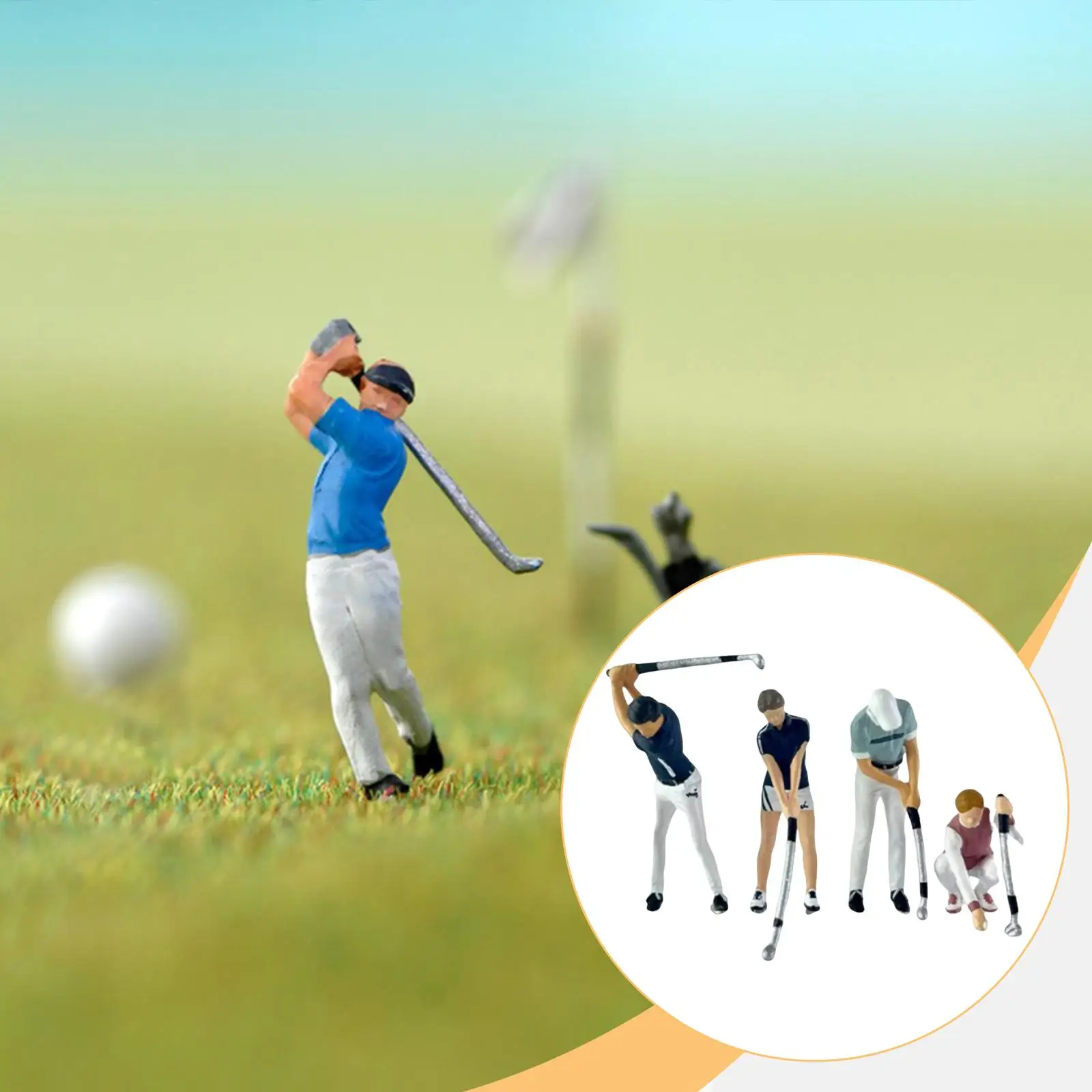 4Pcs 1/64 People Figures Scene Decor Painted Collections S Gauge Layout DIY Projects Sports Theme Miniatures Resin Figurines