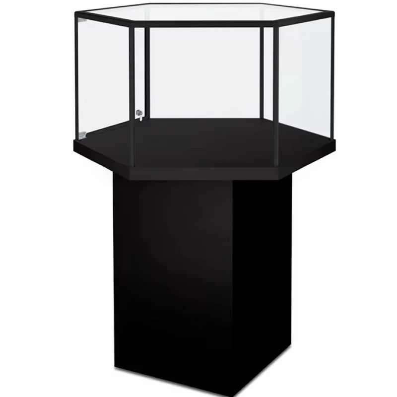 

Custom. keway custom hexagon glass display cabinet showcase for jewelry store