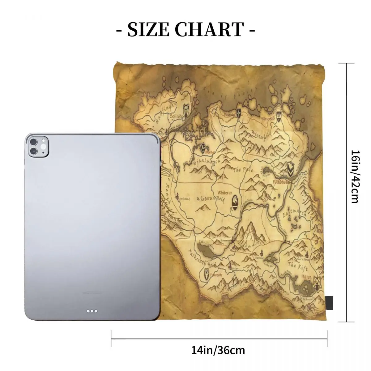 Skyrim Worn Parchment Map 2 Drawstring Bag Backpack pouch bag school men's backpack custom bag name