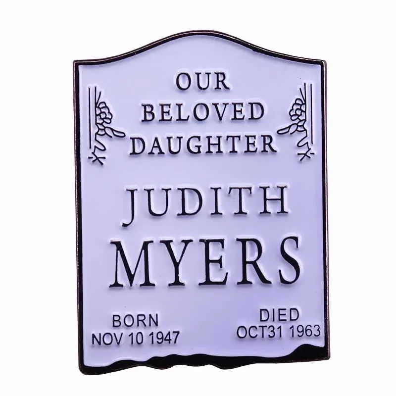 Tombstone brooch first victim rip Judith myers pin horror movie gift Halloween cinema cemetery collection