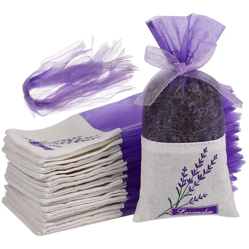 30pcs Purple Sachet Sachet Bags Empty Purple Pouches Dry Flower Aroma Sachet Floral Printing Fragrance Sachets for