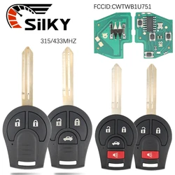 SilKY 315/433MHZ Remote Key For Nissan Sylphy Cube Juke Rogue Micra Qashqai Altima Maxima Sentra Versa Transmiter CWTWB1U751