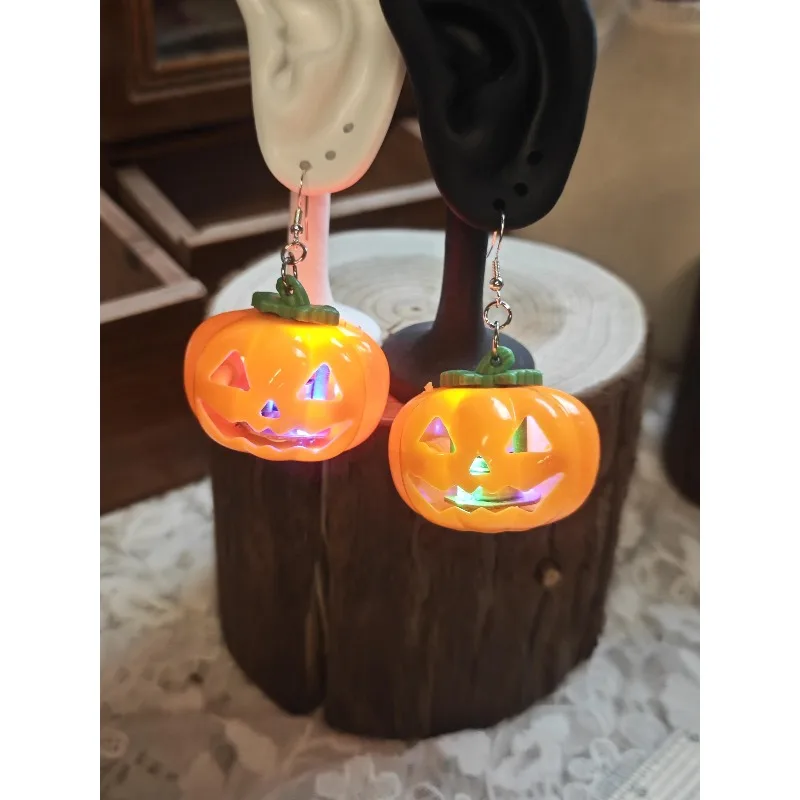 10個入り-手作り光るパンプキンドロップイヤリング-–-女性向け光るハロウィンジュエリー、不気味なコスチュームアクセサリー＆彼女へのギフト