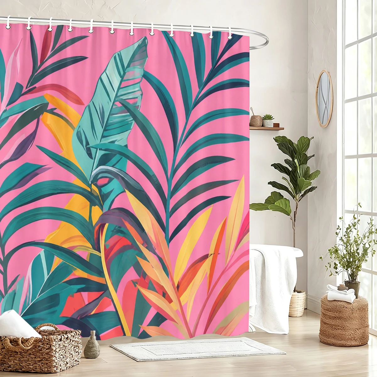 Vibrant Themed Polyester Bathtub Curtain - Eye-catching Printed Shower Curtain for Bathroom Decoration, Stylish Bath Accessory