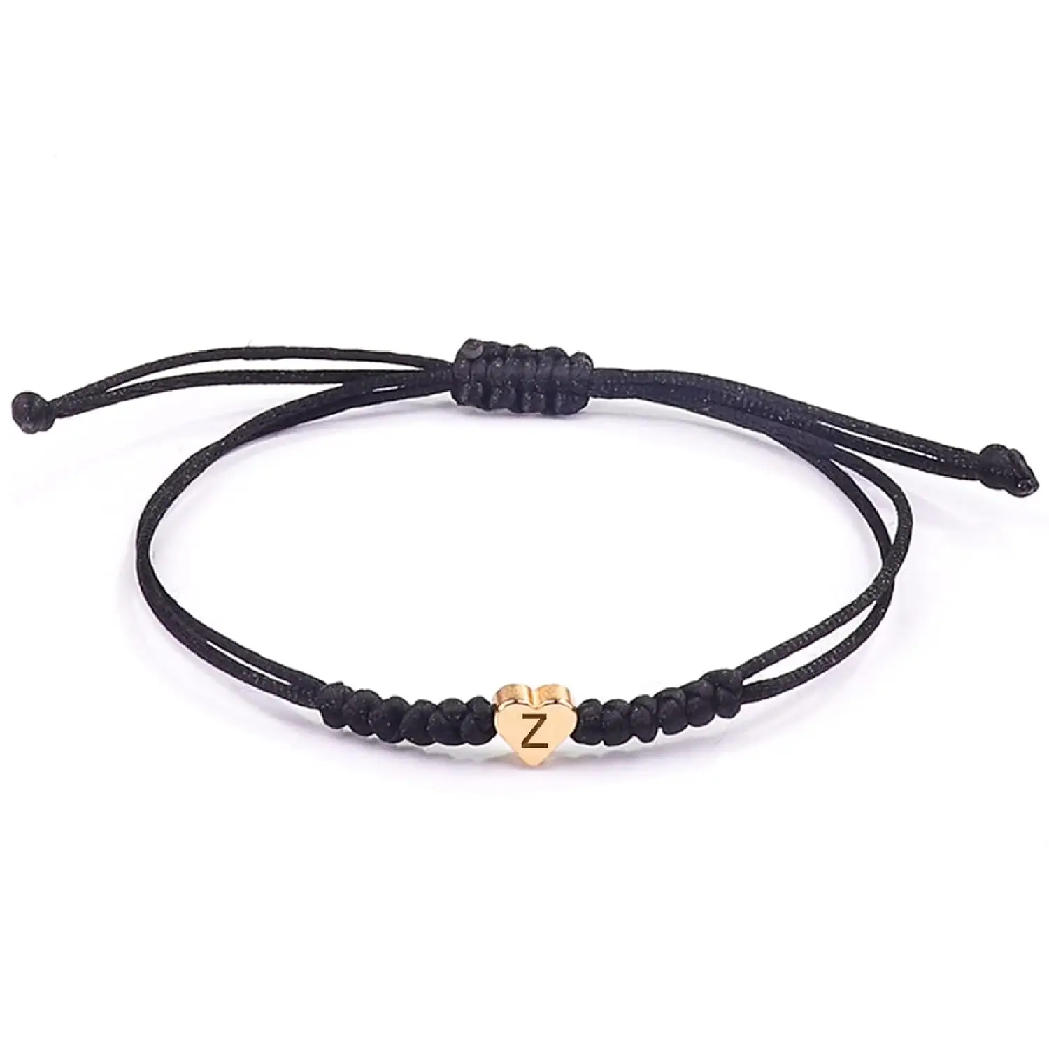 Black Initial Bracelet Initial A Charm Letter Bracelets for Women Men Teen Girls Handmade Rope Braided Initial Bracelets Heart Letter Woven Bracelet Graduation Mothers Day Gifts for Mom(Z)