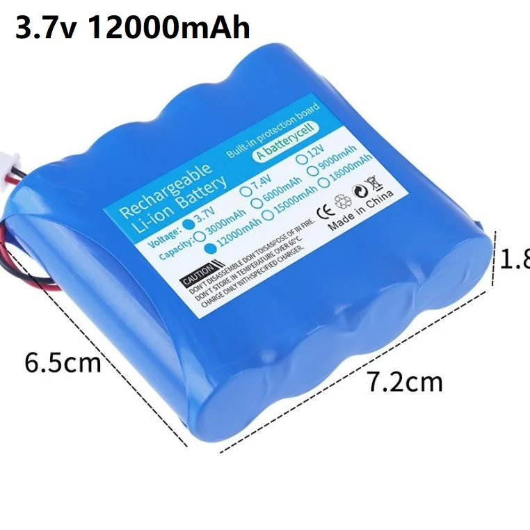 18650 3.7V 3000mAh 6000mAh 9000mAh 12000mAh Li-ion Battery + PH2.0-2P Plug for Bluetooth Speaker Small Player Solar headlights
