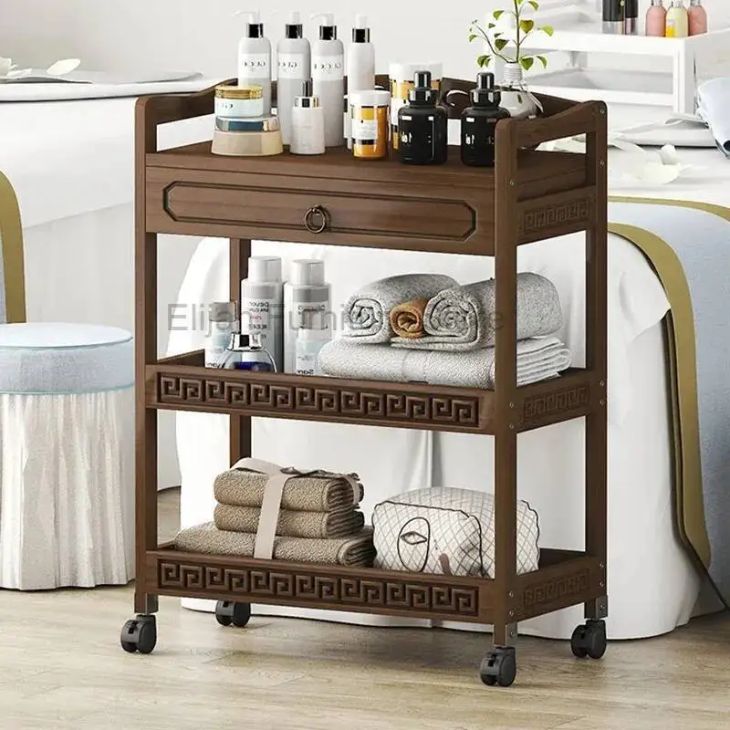 Specialized Trolley Beauty Stroller Storage Rack Tool Cart For Three-layer Hair And Nail Salon Storage Cabinet Salon Furniture