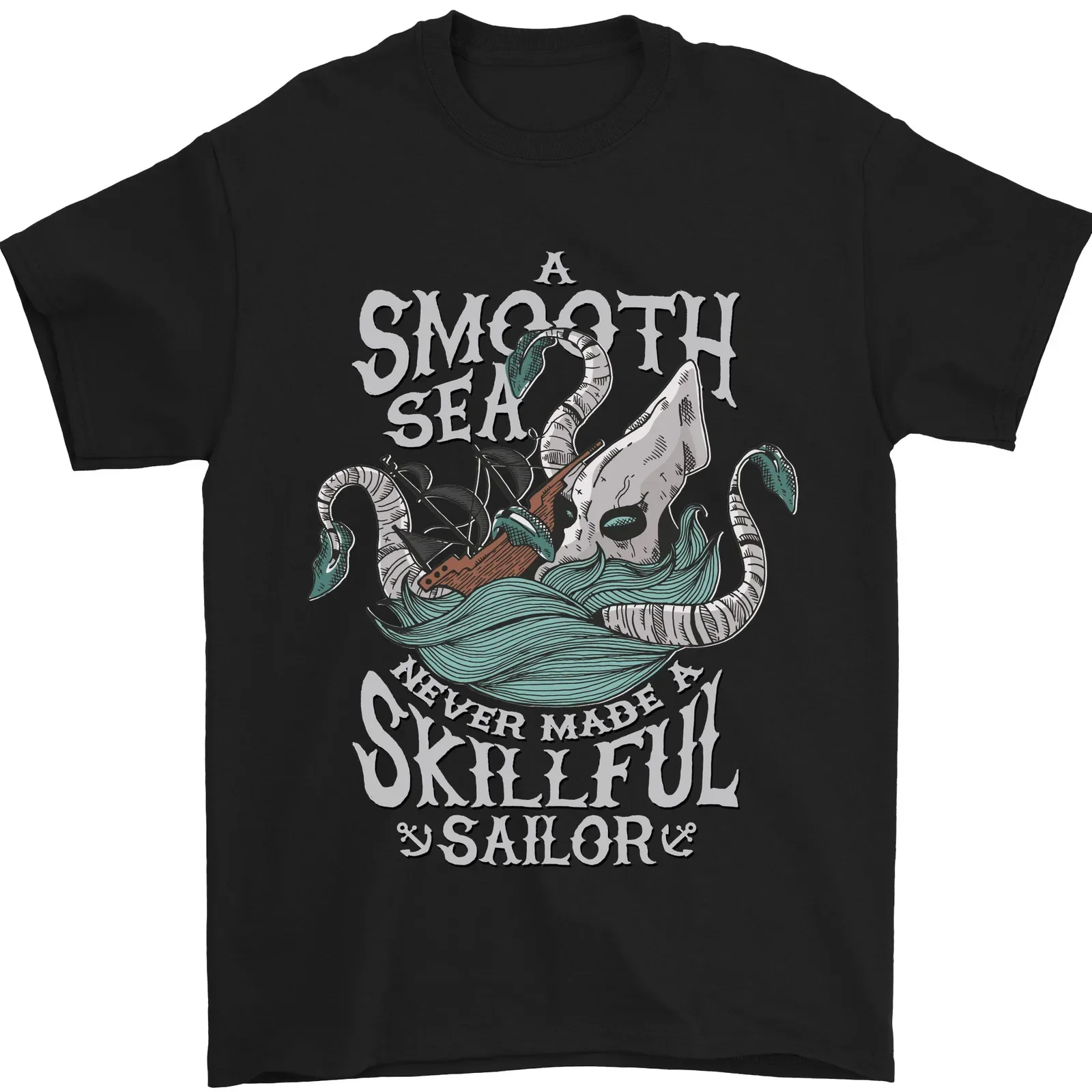 Skilful Sailor Kraken Sailing Cthulhu Mens T-Shirt 100% Cotton