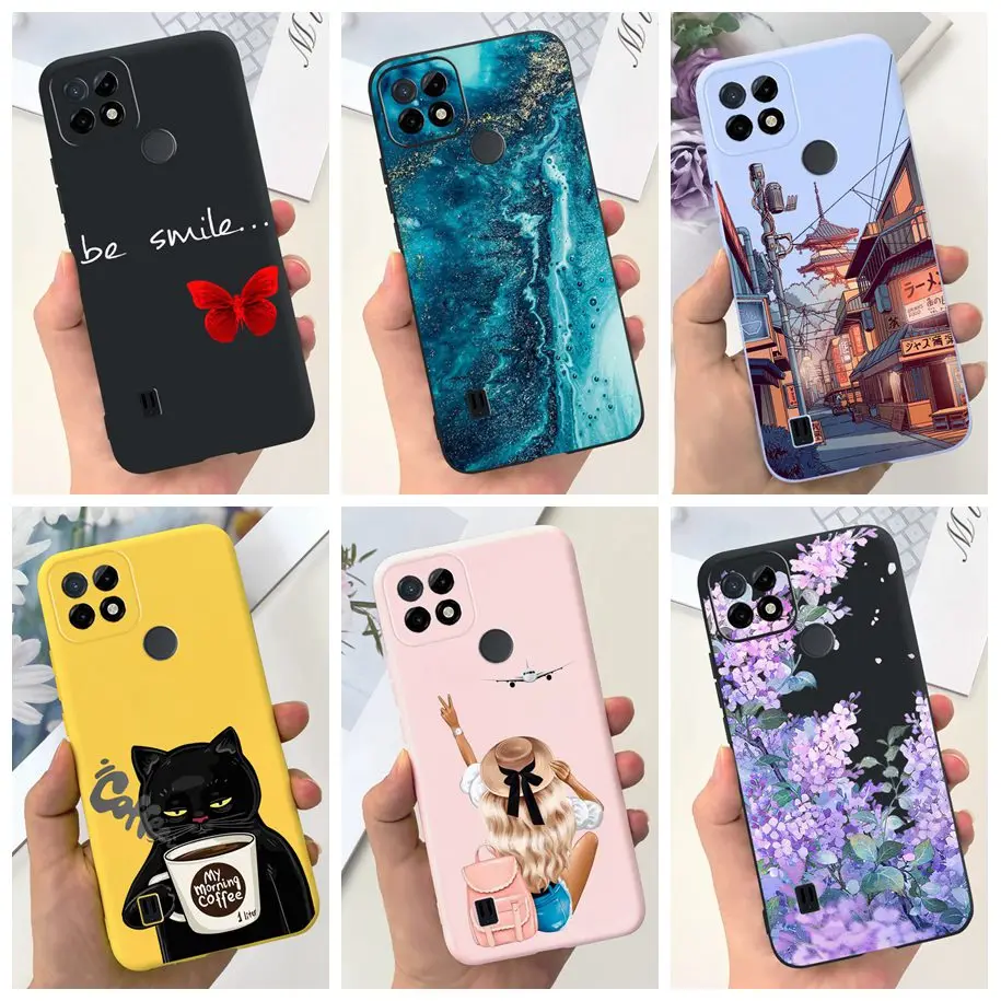 For Realme C21 Case RMX3201 Cover Cute Cartoon Butterfly Capa Soft Slim Silicone Back Cover For Realme C25 C25Y C21Y Phone Shell