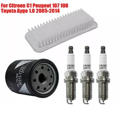 for Citroen C1 Peugeot 107 108 Toyota Aygo 1.0 Oil Filter Air Filter Spark Plugs 2005-2014 Full Service Kits Air Filter Adapter