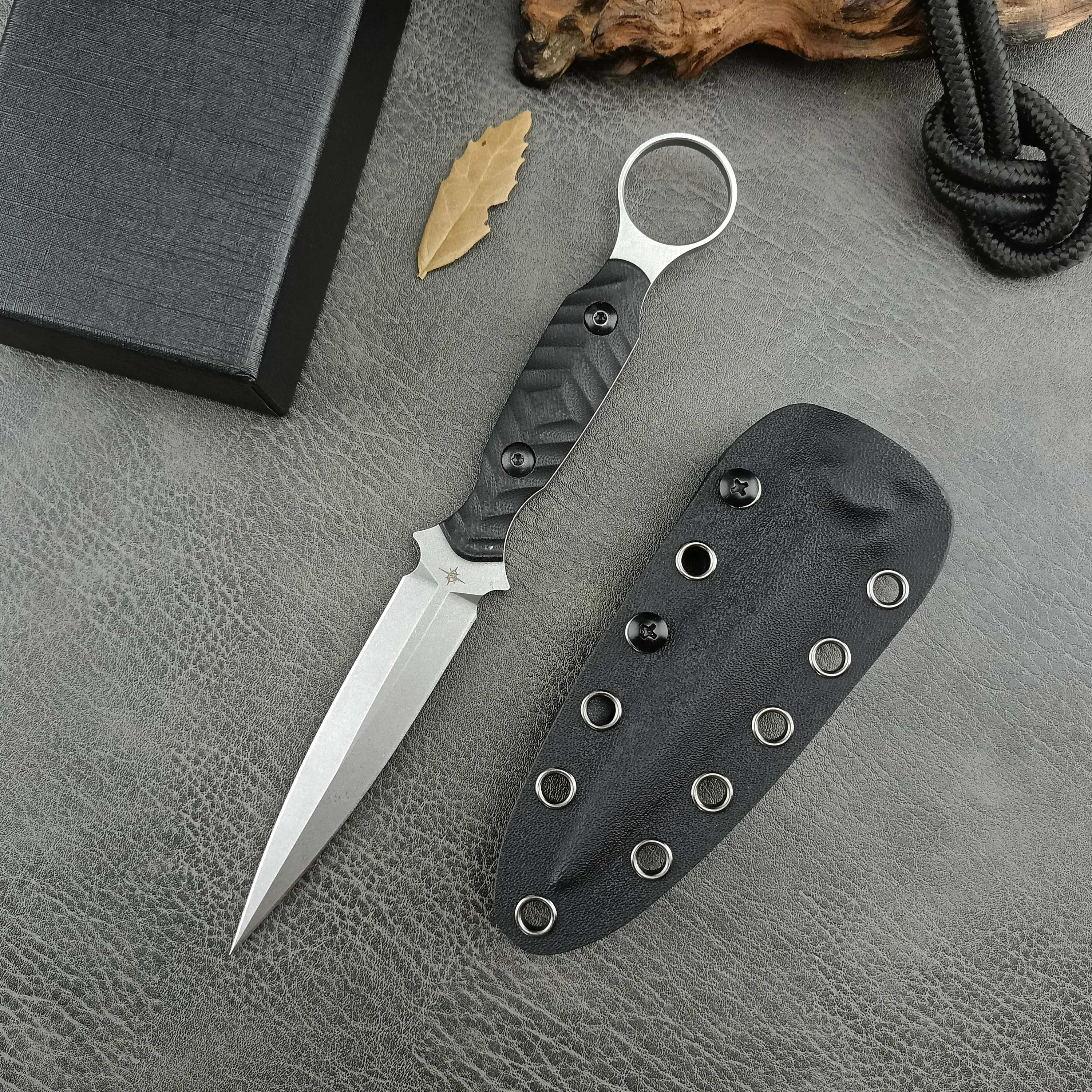 TOOR Straight Knife D2 Blade G10 Handle Outdoor Tactical Hunting Knife Outdoor Camping Hiking self-defense tool Knife belt Kydex