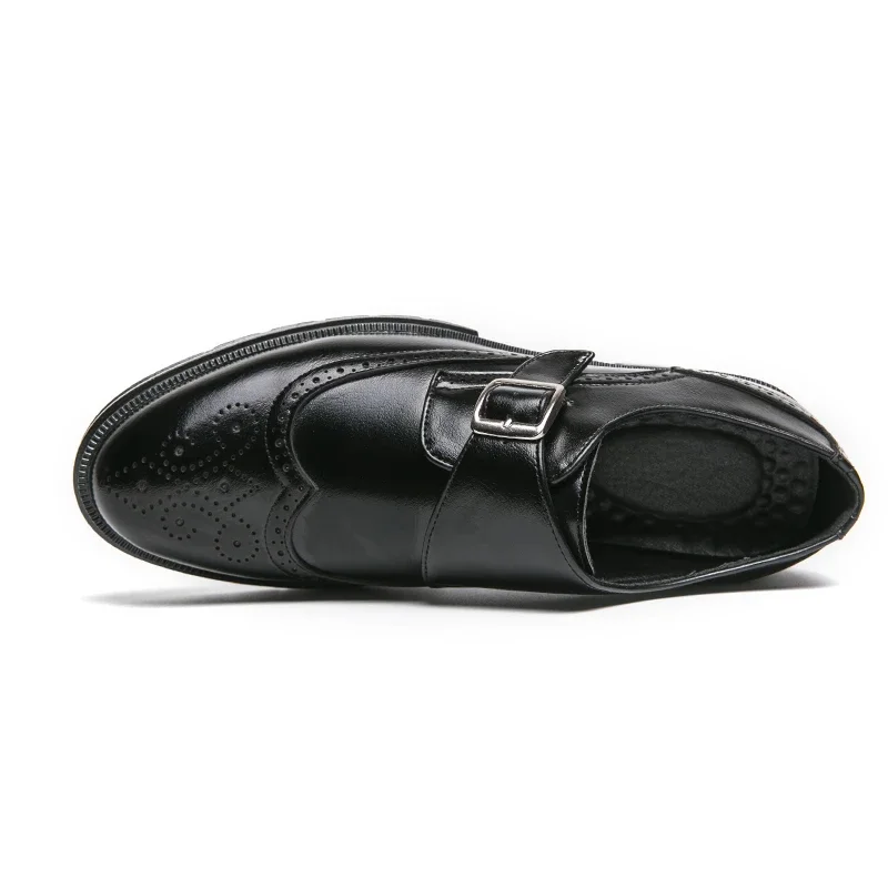 Men Loafers Shoes Round Toe Buckle Strap Black Brown Business Shoes for Men with  Size 38-46 Dress Shoes Men