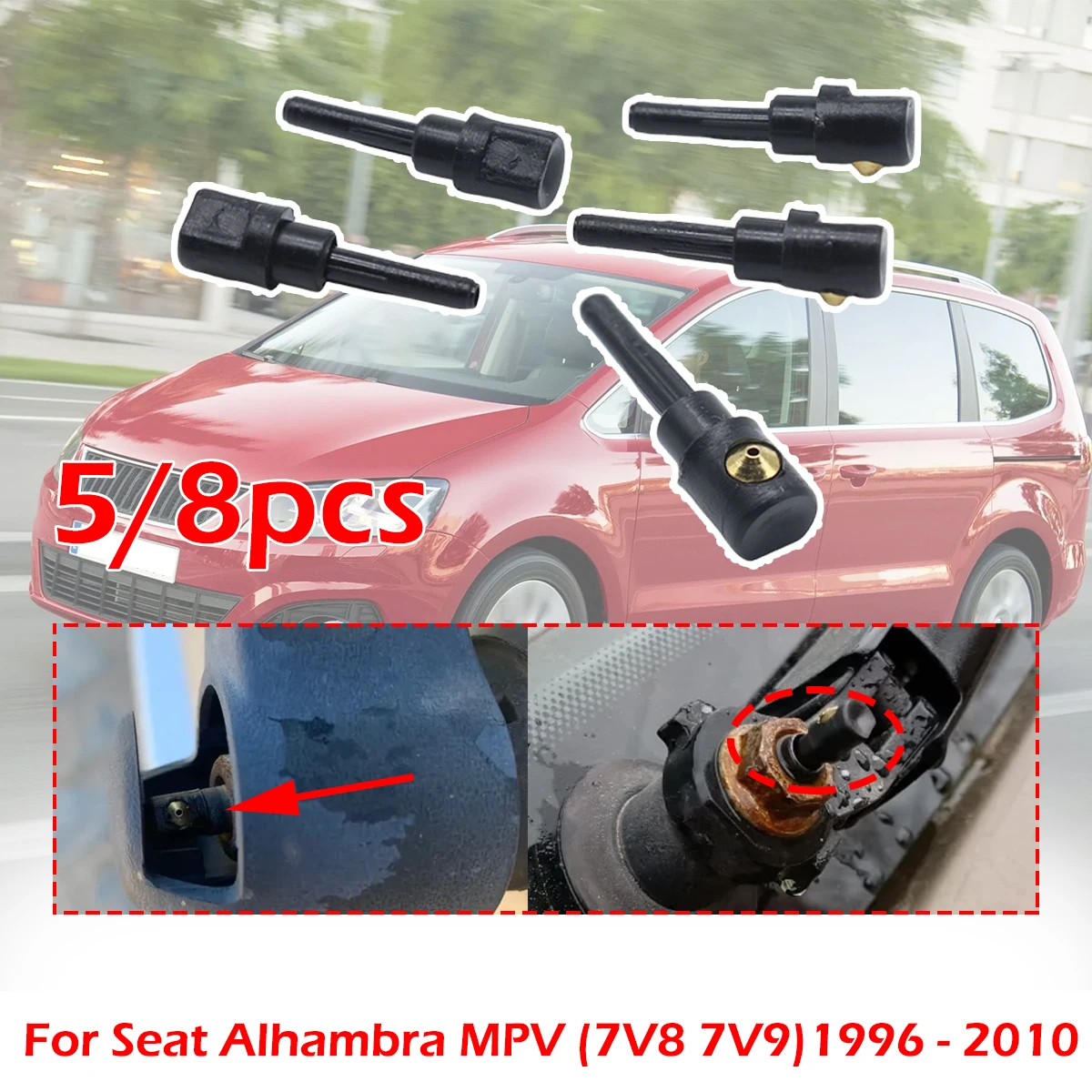 

5/8PC Rear Wiper Washer Jet Nozzle Windscreen Window Spray Cover Cap Rocker Spare Part Repair For Seat Alhambra 96-10 3B9955985A