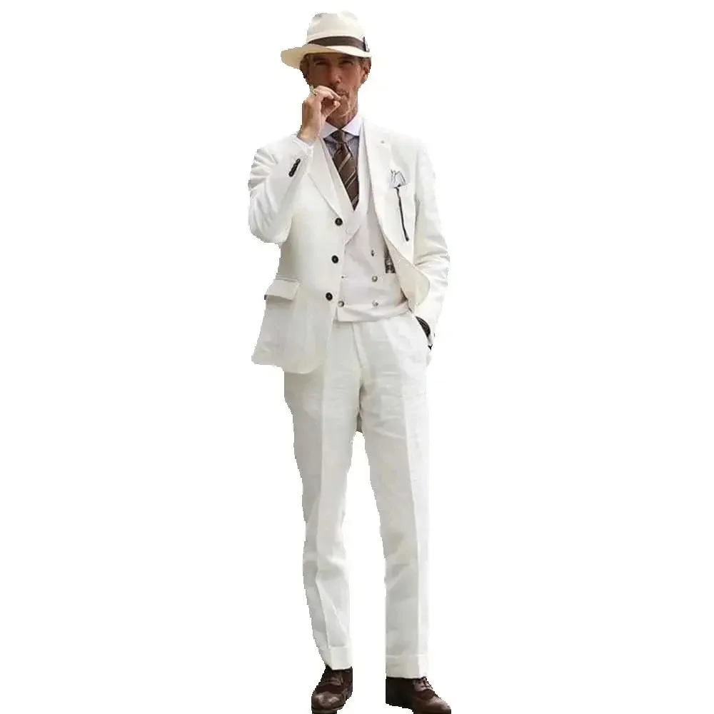 

Male White Suit Blazers Man Fashion Suits Fitted Tuxedo for Groomsmen Single Breasted Graduation Casual Suit Costume