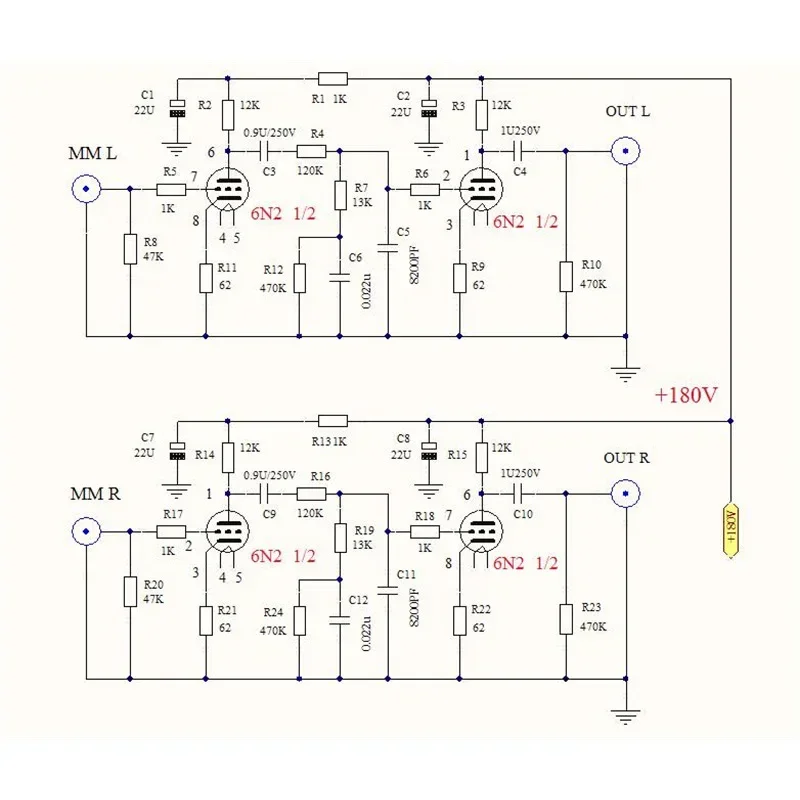 Amplificador de fonógrafo de tubo de vacío 6n2, placa amplificadora de atenuación para cantar y tocar MM, placa amplificadora de pegamento negro LP