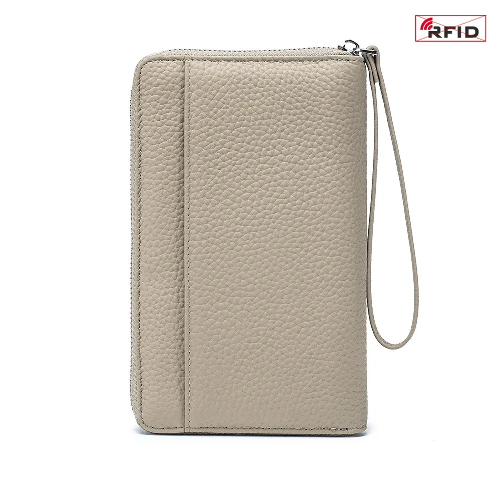 Genuine Leather RFID Travel Passport Cover Case Long Wallet Bag Card Holder Cowhide Coin Purse Document Cover For Men Women