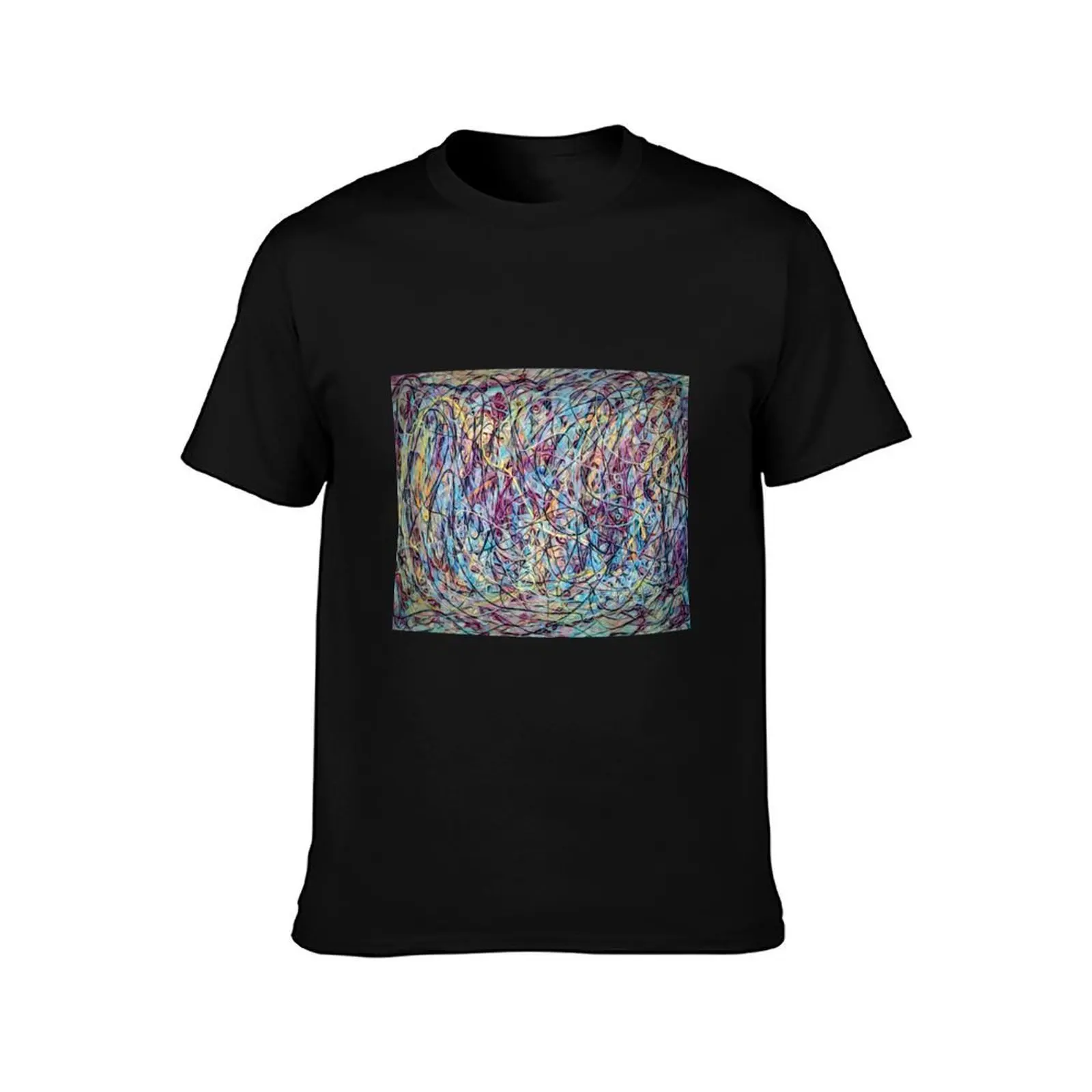 Colorful Jackson Pollock Style Abstract Designed T-Shirt, Summer Casual Cotton Tee, Oversized Streetwear Tops, Unisex Men Women