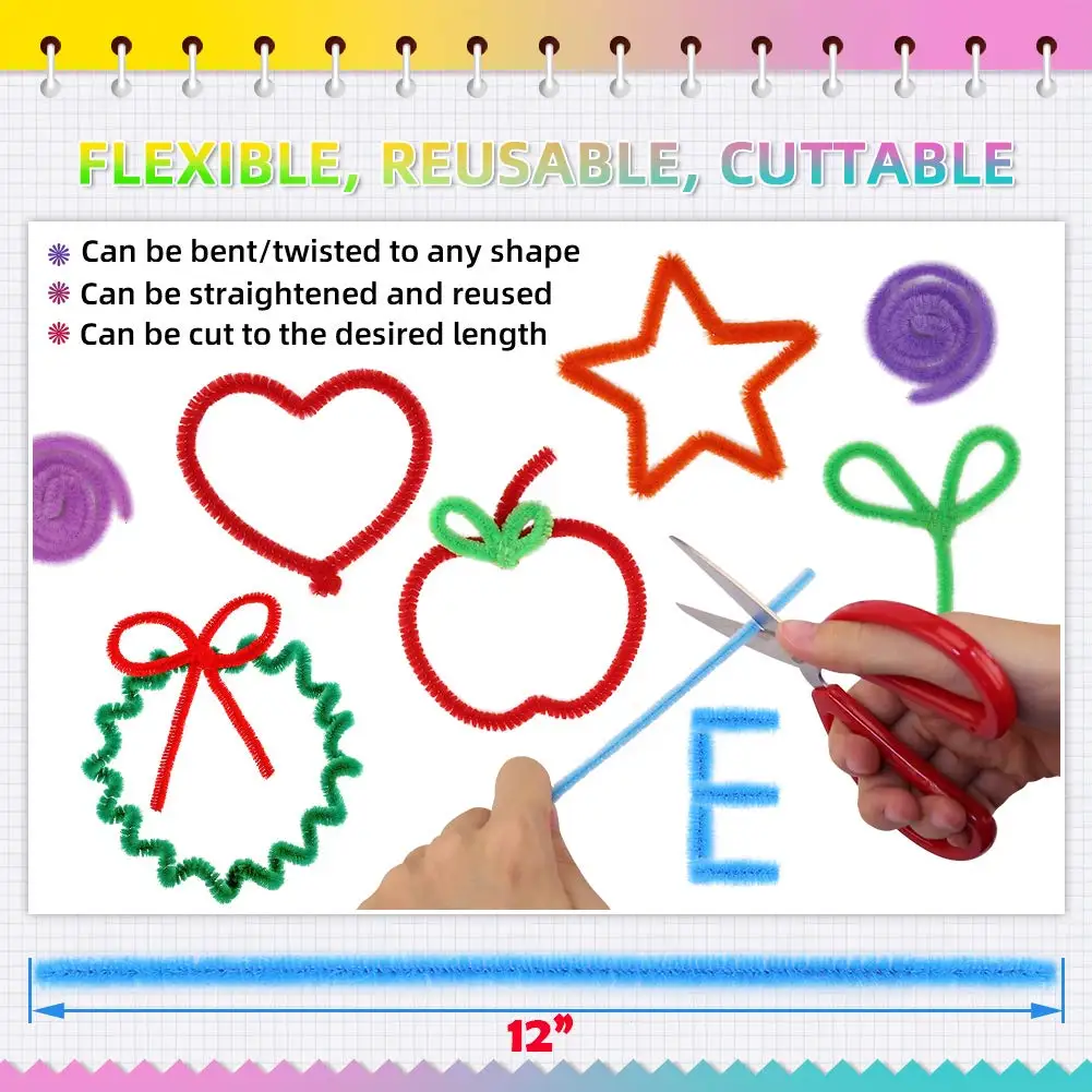 1000 Pcs Pipe Cleaners Assorted 20 Colors 12 inch Chenille Stems Bulk for Kids Art DIY and Crafts Projects and Decorations Limpi