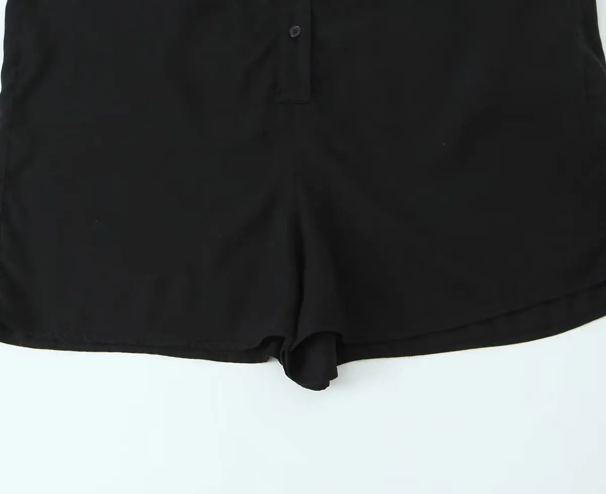 HH Summer Women's Casual Shirt Jumpsuit Solid Short Sleeves Lapel Single-breasted With Pocket Loose Fashion Simple Onesie