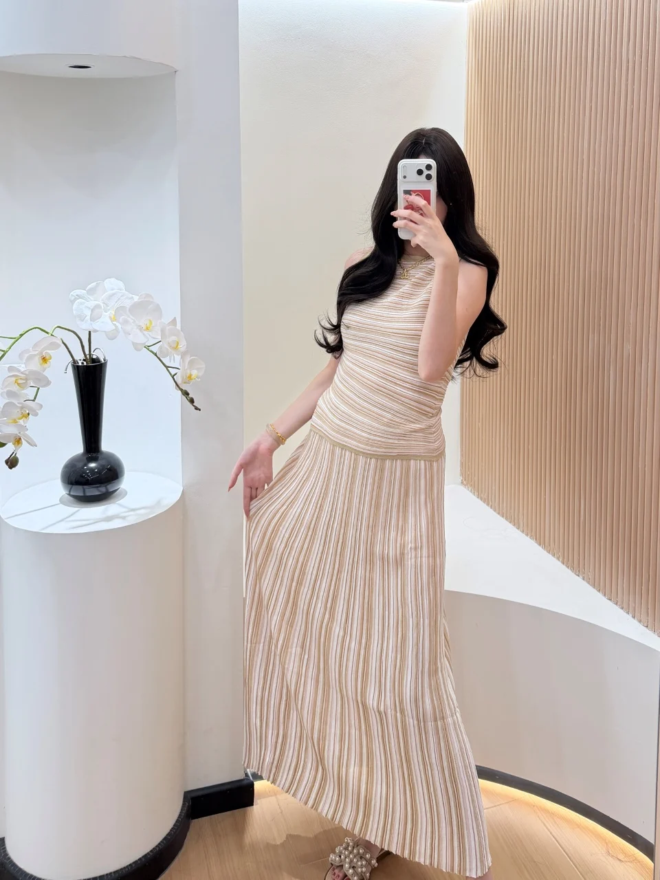 Dwuczęściowa suknia wieczorowa damska w paski z cekinami, elegancka, formalna, odpowiednia na codzienne kolacje, specjalne okazje, odzież damska.