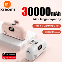 Xiaomi 30000mAh Mini  Power Bank Capsule Portable Mobile Power Supply Emergency External Battery Fast Charger For Type-c iPhone