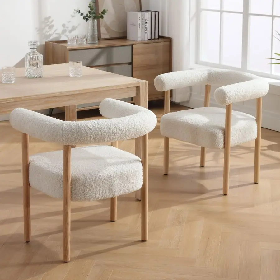 

Современные обеденные стулья, набор из 2 обеденных стульев с подлокотниками, боковые стулья с изогнутой спинкой, мягкие деревянные кресла для кухни