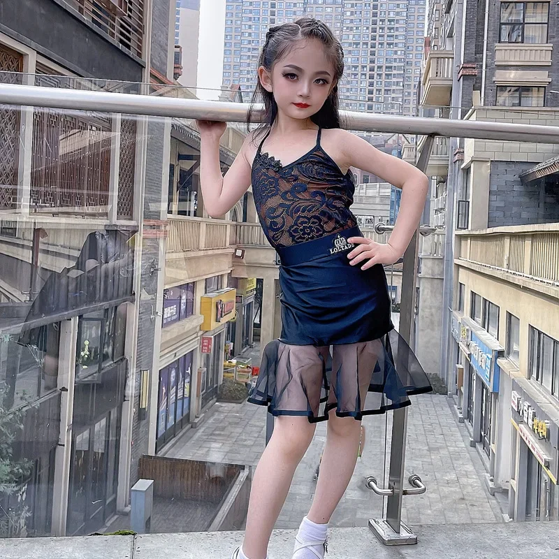 Costumi da spettacolo per la pratica delle ragazze vestito professionale per celebrità di Internet per bambini vestito da spettacolo per l'allenamento di danza latina