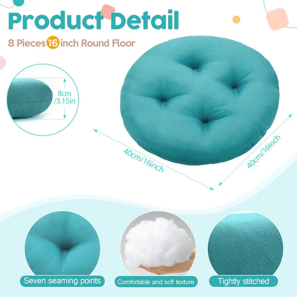 16 وسادة أرضية مستديرة للأطفال، سميكة 3.15، جلوس مرن للفصول الدراسية، وسائد محايدة الألوان للرعاية النهارية، مرحلة ما قبل المدرسة، أ