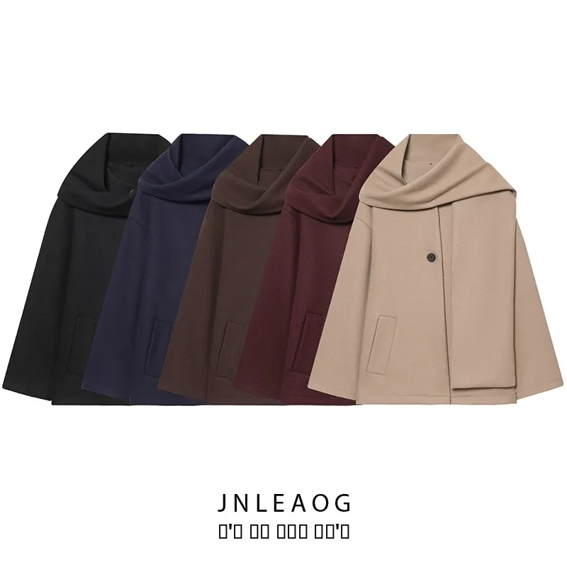 

Faionable Versatile ort Coat Jaet Women's Autumn New Sle JNLEAOG Polyester Fiber Long Sve Button Closure Coat