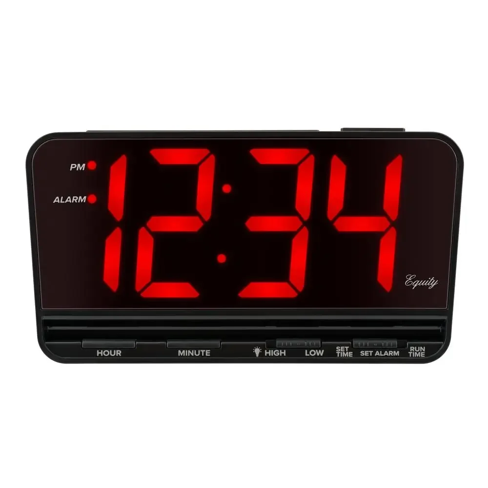 

Extra-Large 3" Red LED Electric Alarm Clock with Hi/Lo Display-Brightness Settings Alarm Easy Time/Settings Snooze-Button