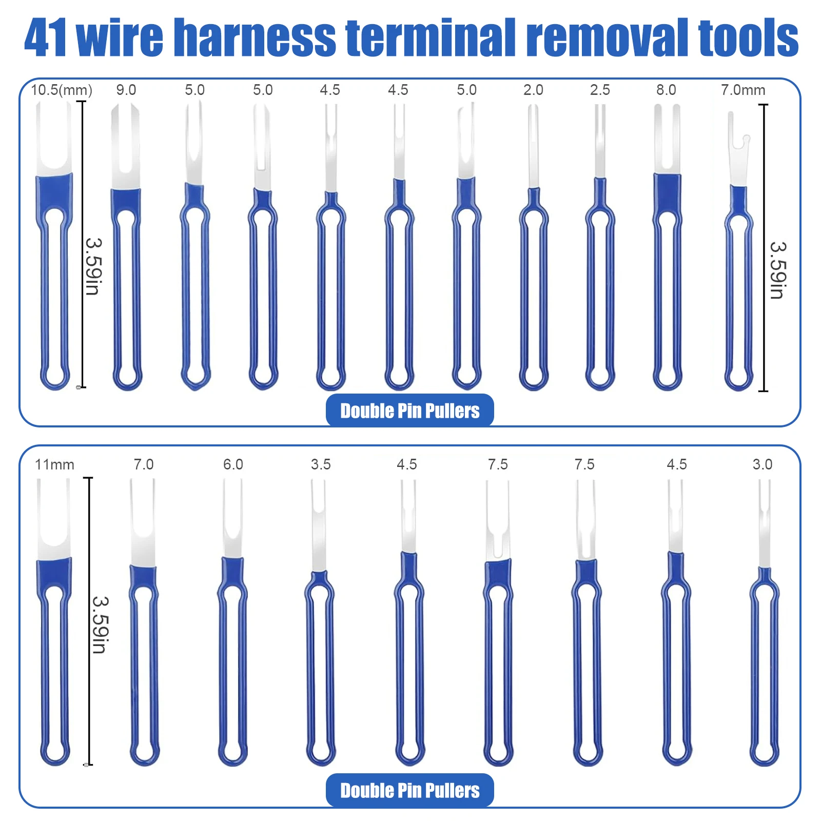 41Pcs Stainless Steel Plug Terminal Removal Tool Wire Crimp Split Connectors Pin Extractor Kit with Storage Box Car Repair Tools