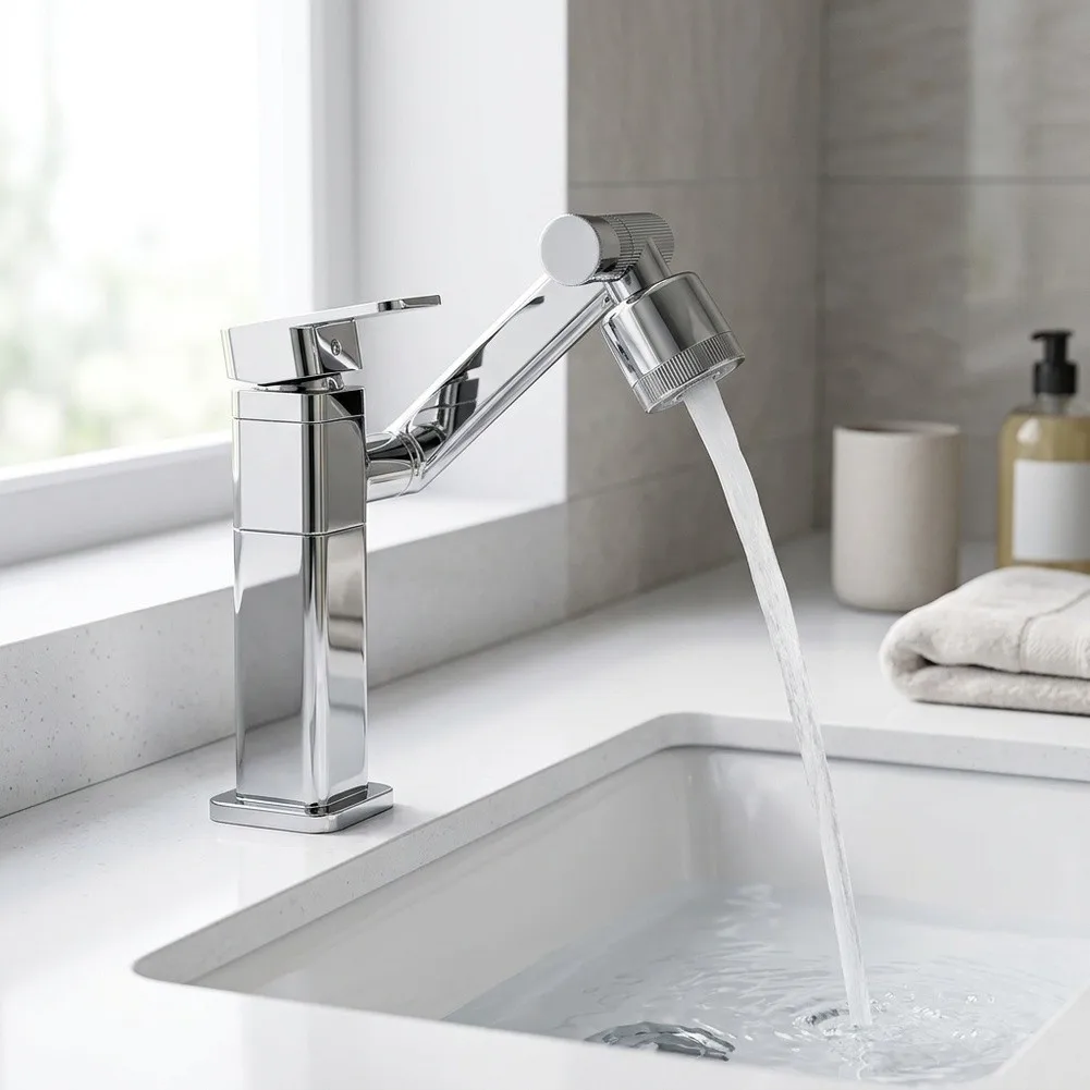 Copper Cold Hot Water Faucet with 1080 Degree Rotation Real Time for temp LED Display and Two Flow Settings Spray Bubble