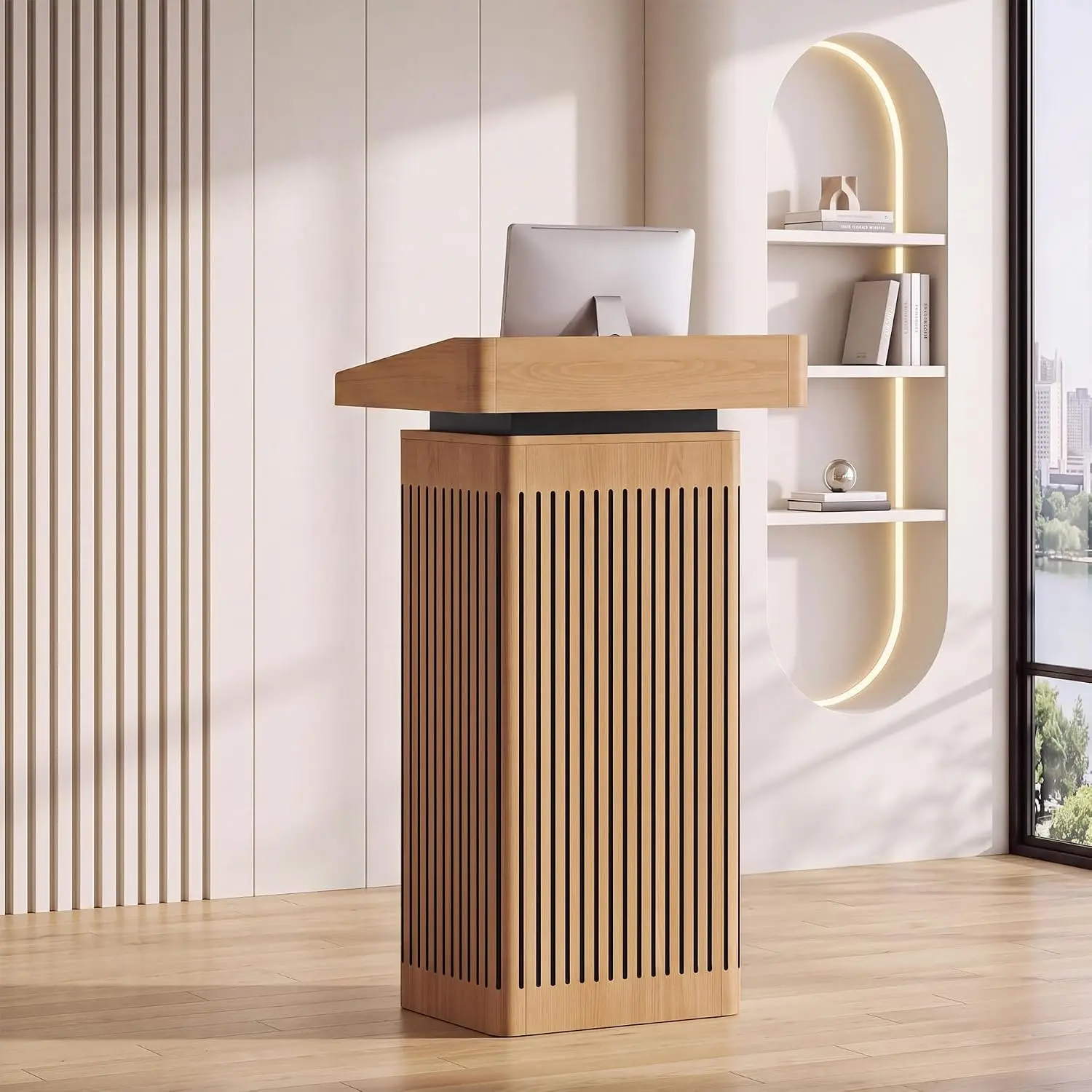 Modern Reception Desk, Small Front Counter Desk for Office Salon, Customized