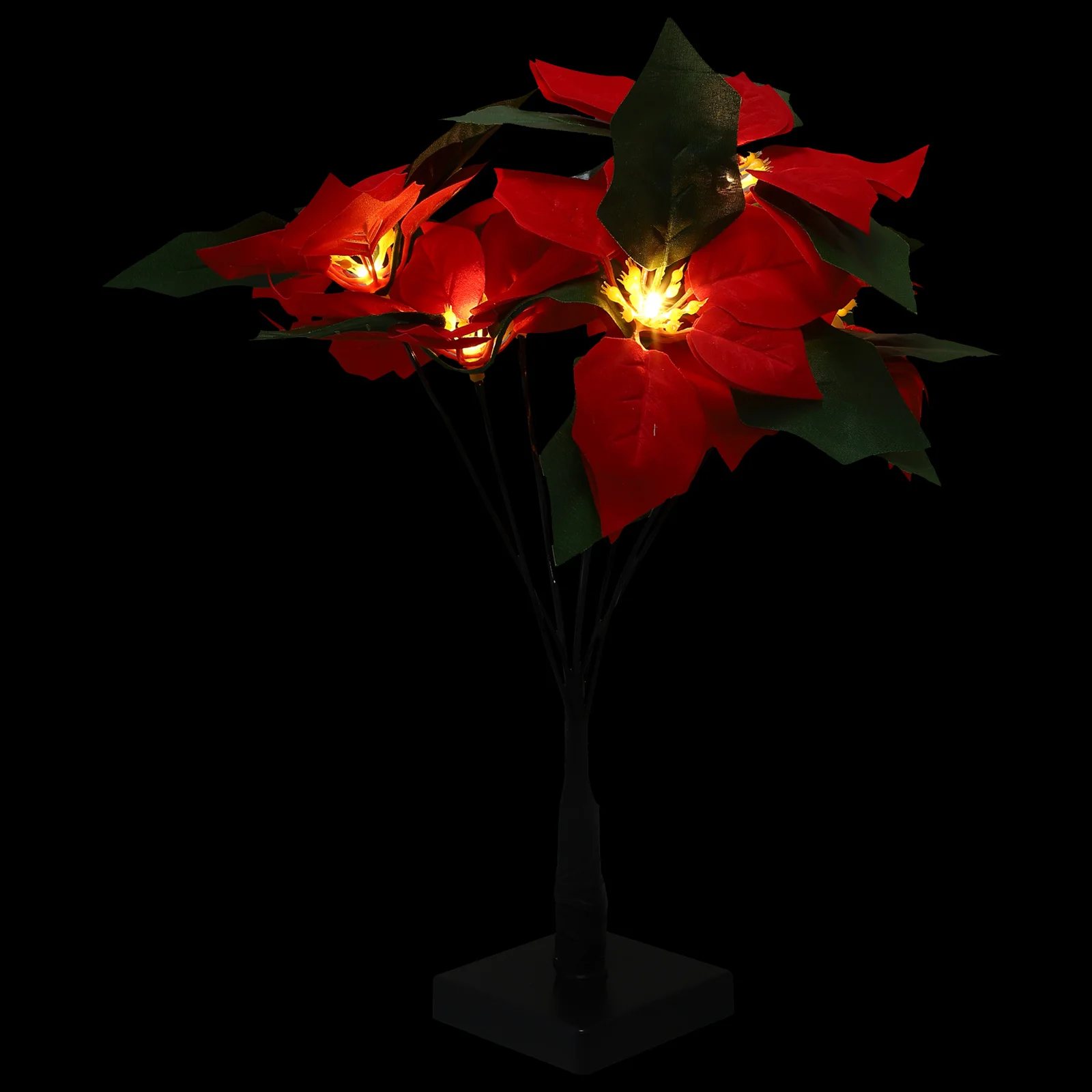 

1Pcs Christmas Poinsettia Tree Lamp USB Powered Red Flower Light Decorative Xmas Festival Scene Lamp Red Flower Light