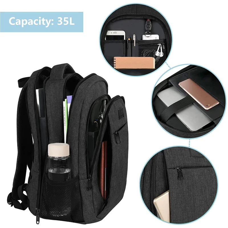 17 inchLarge Laptop Backpack with USB Charging Port Anti-theft Business Travel Bag for Notebook Water-repellent School Backpack